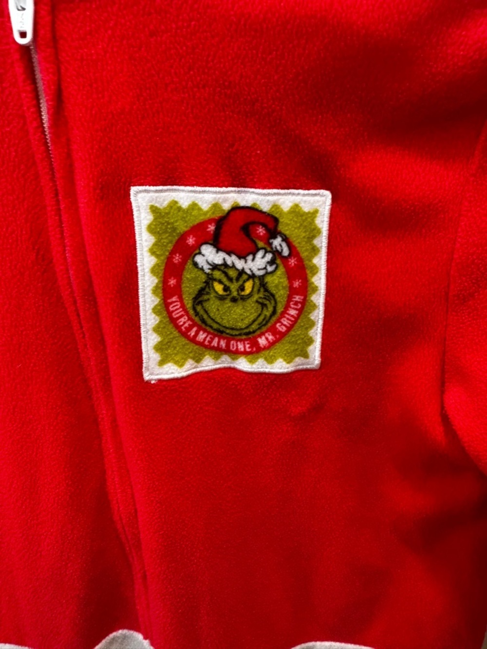 Grinch Hooded One Piece Pajamas Kids Sz M 8 - Picture 2 of 6